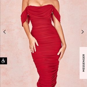 WINE RUCHED DRAPED CHIFFON DRESS